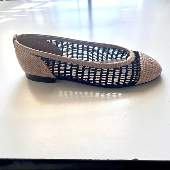 🔥 CHANEL Raffia Cap Toe Ballerina Flats - Picture 9 of 13